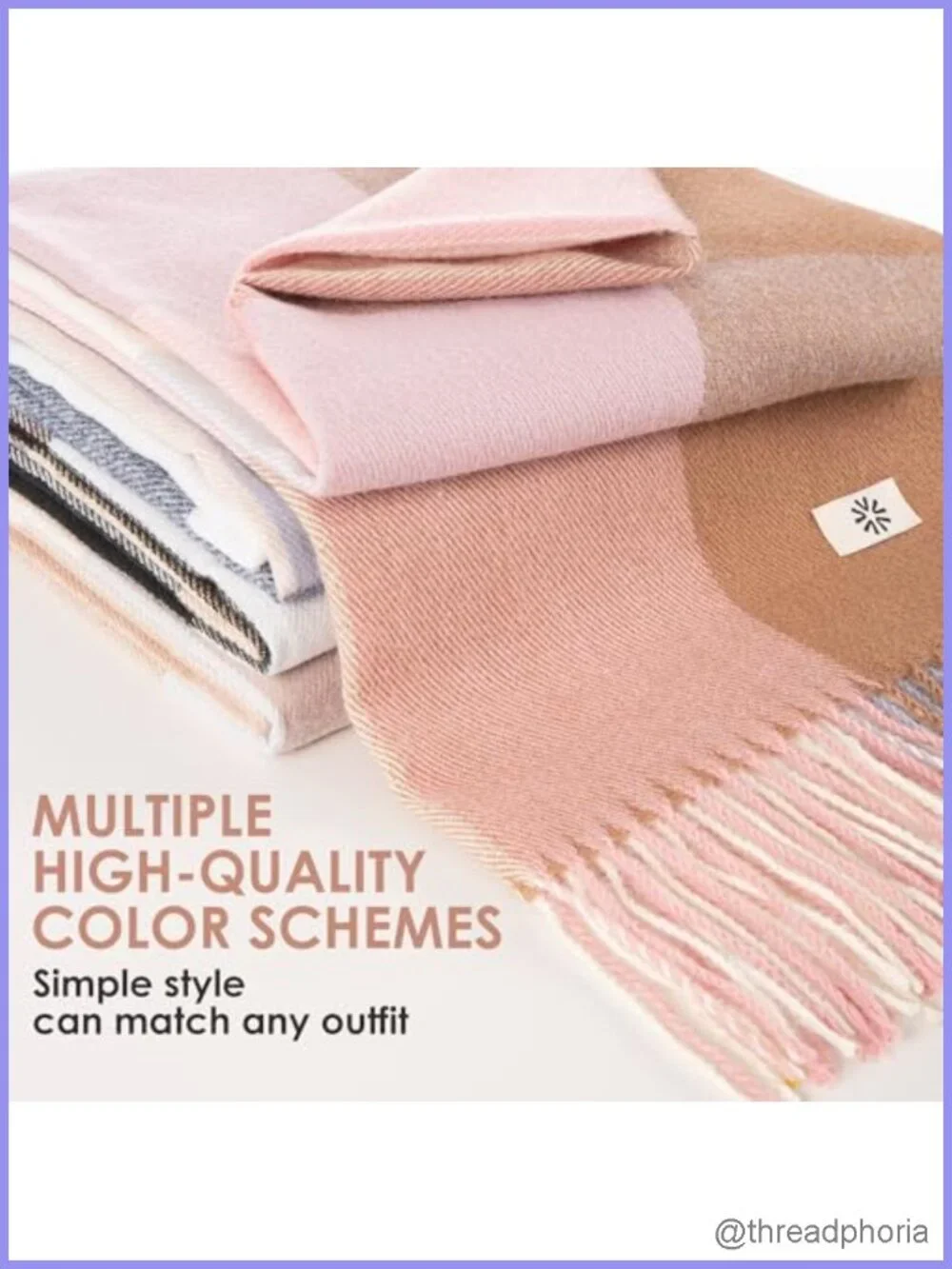 Women's Warm Plaid Scarf Thick Knit Shawl Winter Wrap